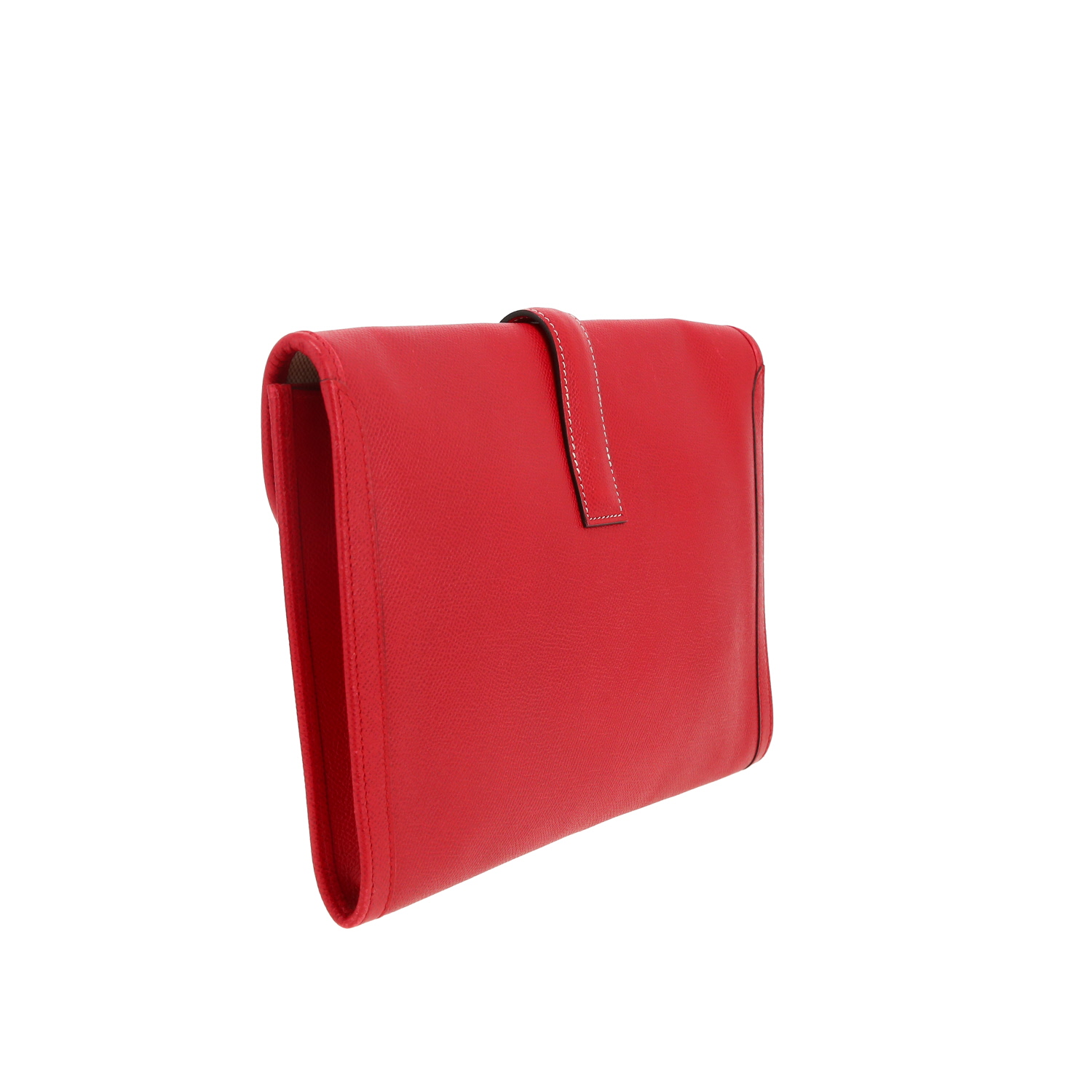Bolsito de mano Hermès  Jige en cuero Courchevel rojo - Detail D8