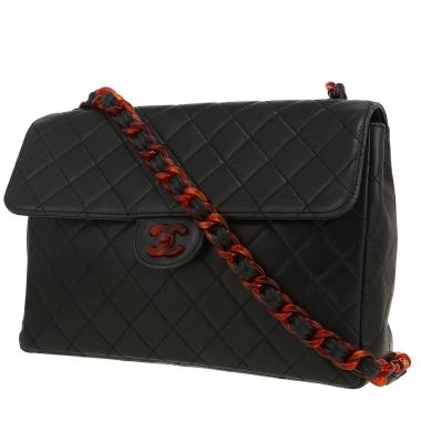 Borsa a tracolla Chanel  Vintage in pelle trapuntata nera e resina