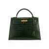 Bolso de mano Hermès  Kelly 32 cm en cocodrilo porosus Vert Emeraude - 360 thumbnail