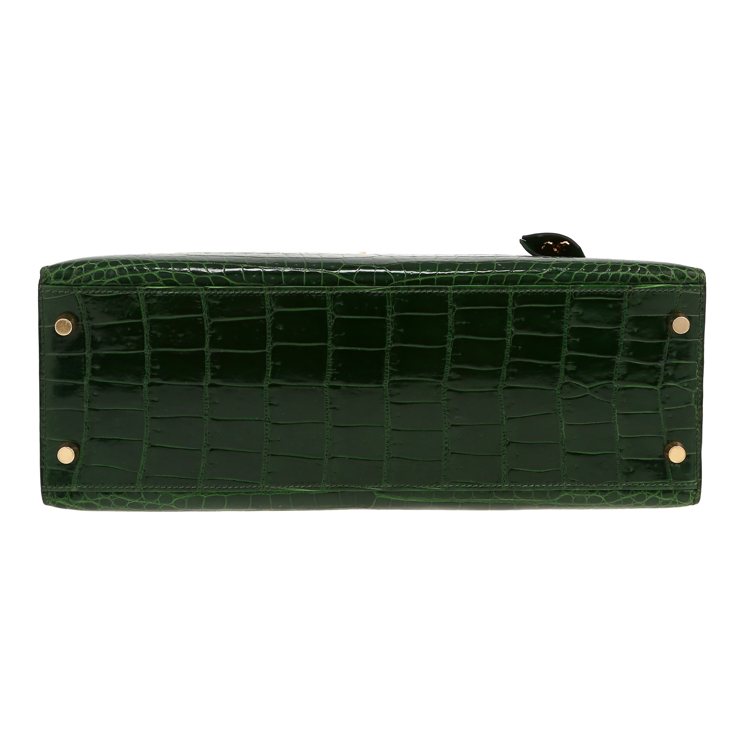 Bolso de mano Hermès  Kelly 32 cm en cocodrilo porosus Vert Emeraude - Detail D1