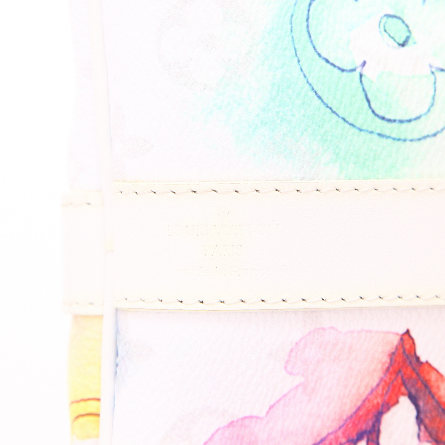 Sac de voyage Louis Vuitton  Keepall Editions Limitées en toile monogram multicolore et cuir blanc - Detail D2