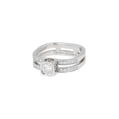 Anello Dinh Van Le Cube Diamant modello grande in oro bianco e diamanti