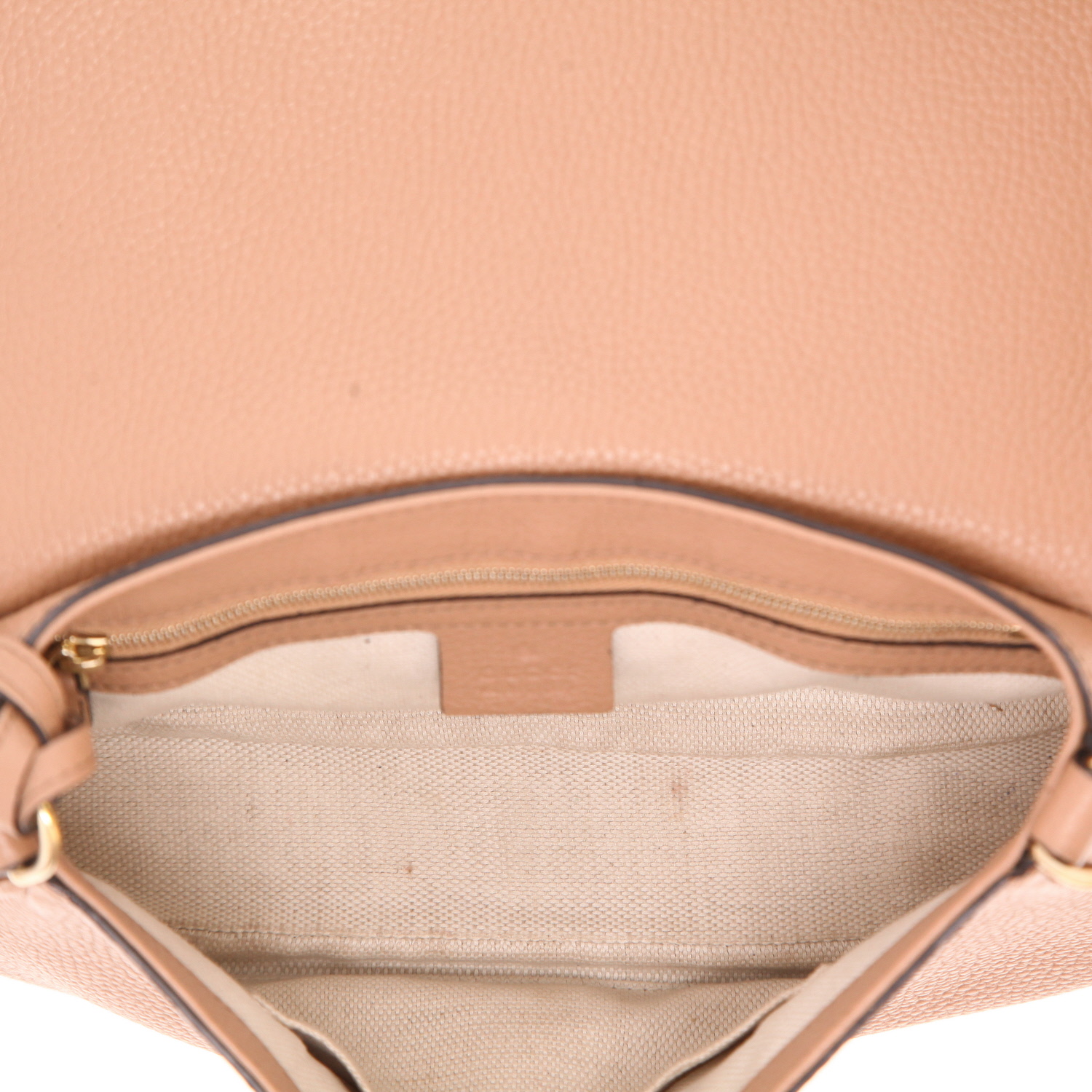 Sac bandoulière Gucci  Soho en cuir grainé beige - Detail D3