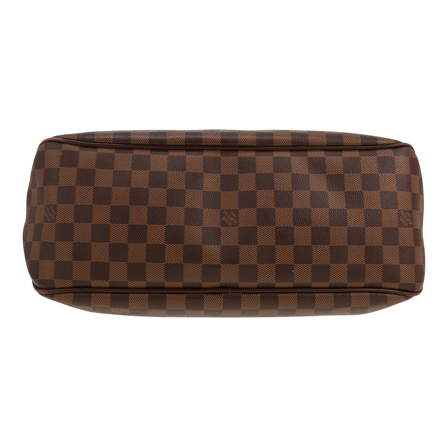 Bolso para llevar al hombro o en la mano Louis Vuitton  Delightful en lona a cuadros ébano y cuero marrón - Detail D1