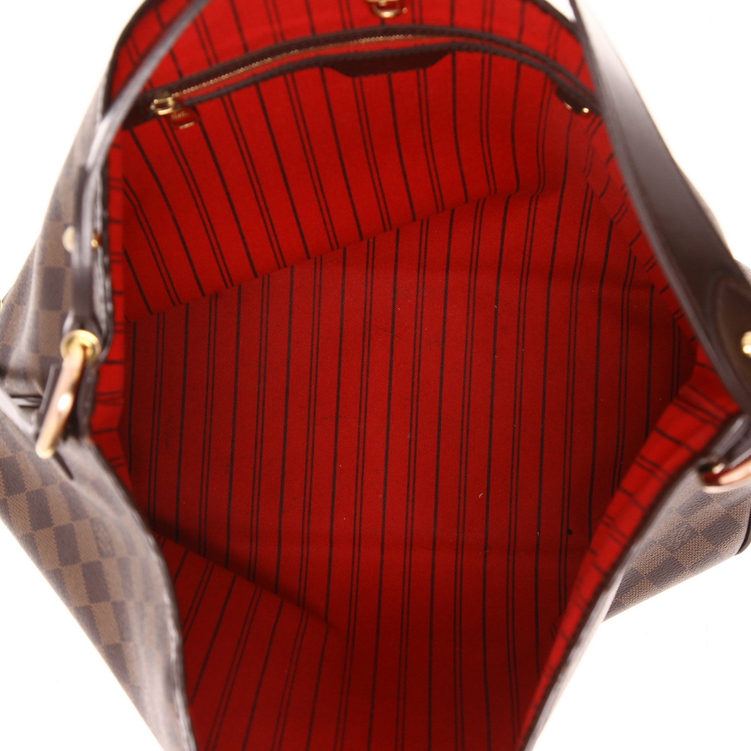 Bolso para llevar al hombro o en la mano Louis Vuitton  Delightful en lona a cuadros ébano y cuero marrón - Detail D3