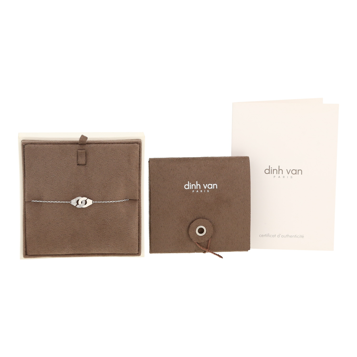 Bracelet Dinh Van Menottes R8 en or blanc et diamants - Detail D2