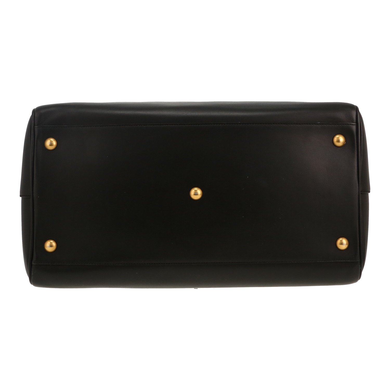 Bolso de mano Saint Laurent  Duffle en cuero negro - Detail D1