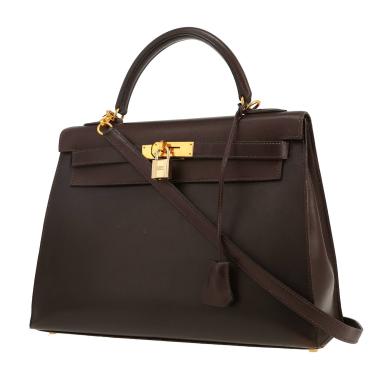 Borsa Hermès  Kelly 32 cm in pelle box marrone