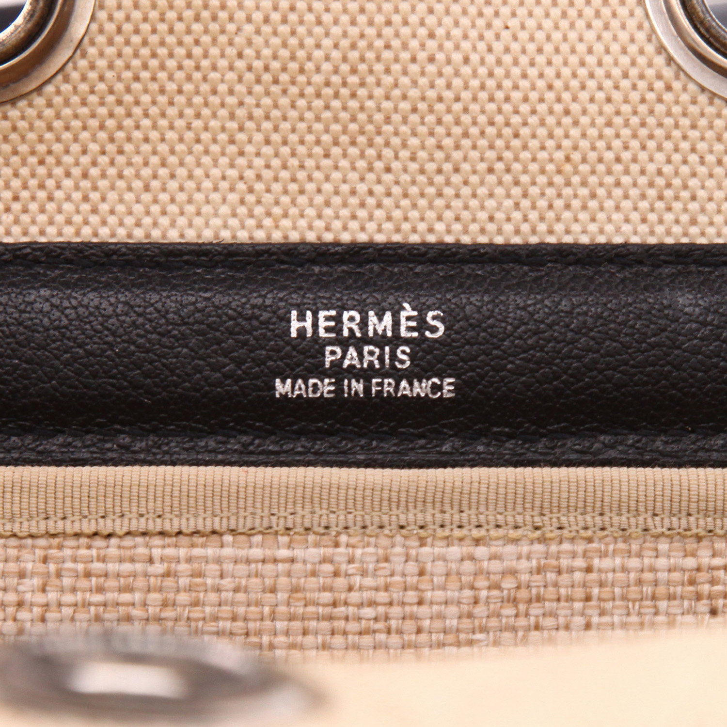 Bolsa de viaje Hermès   en tejido "H" y cuero azul - Detail D2
