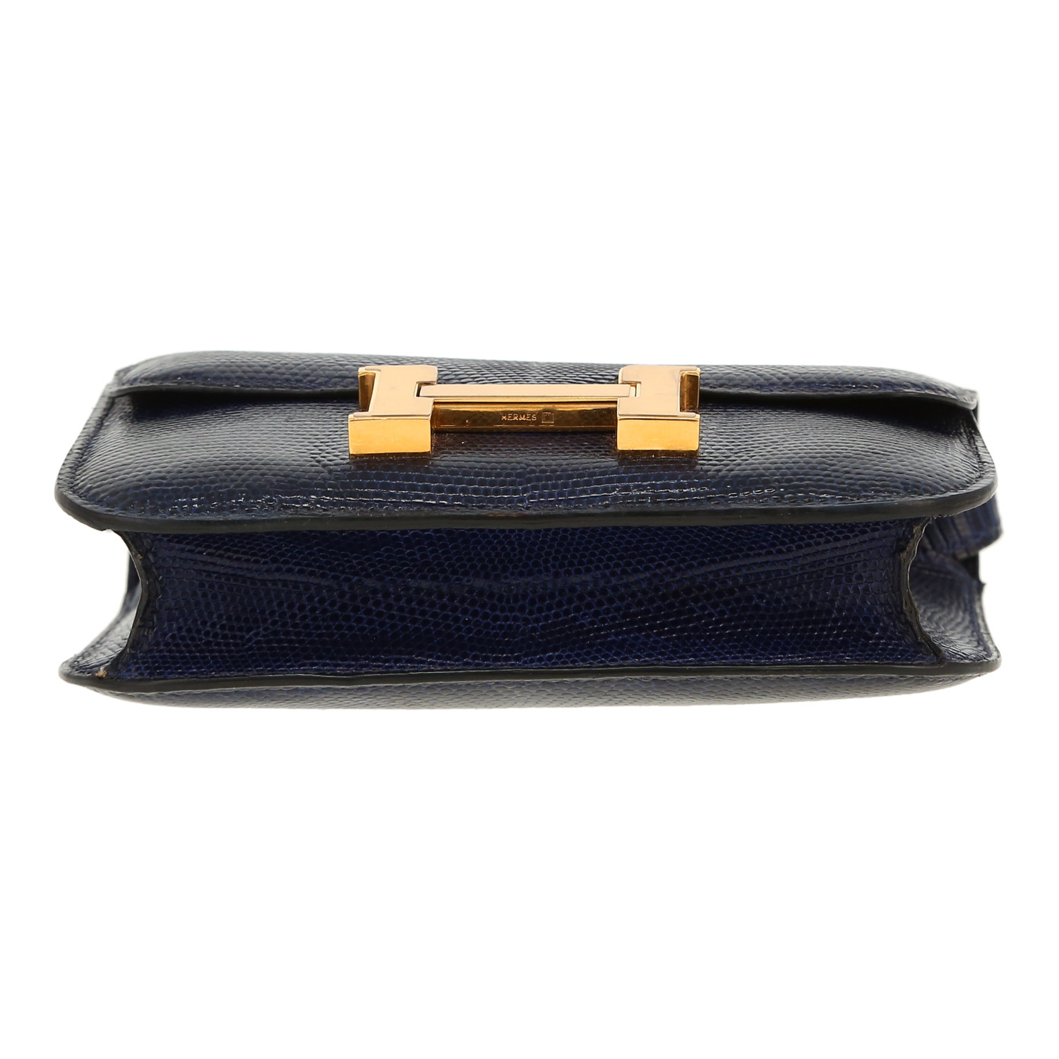 Borsa a tracolla Hermès  Constance in lucertola blu marino - Detail D1