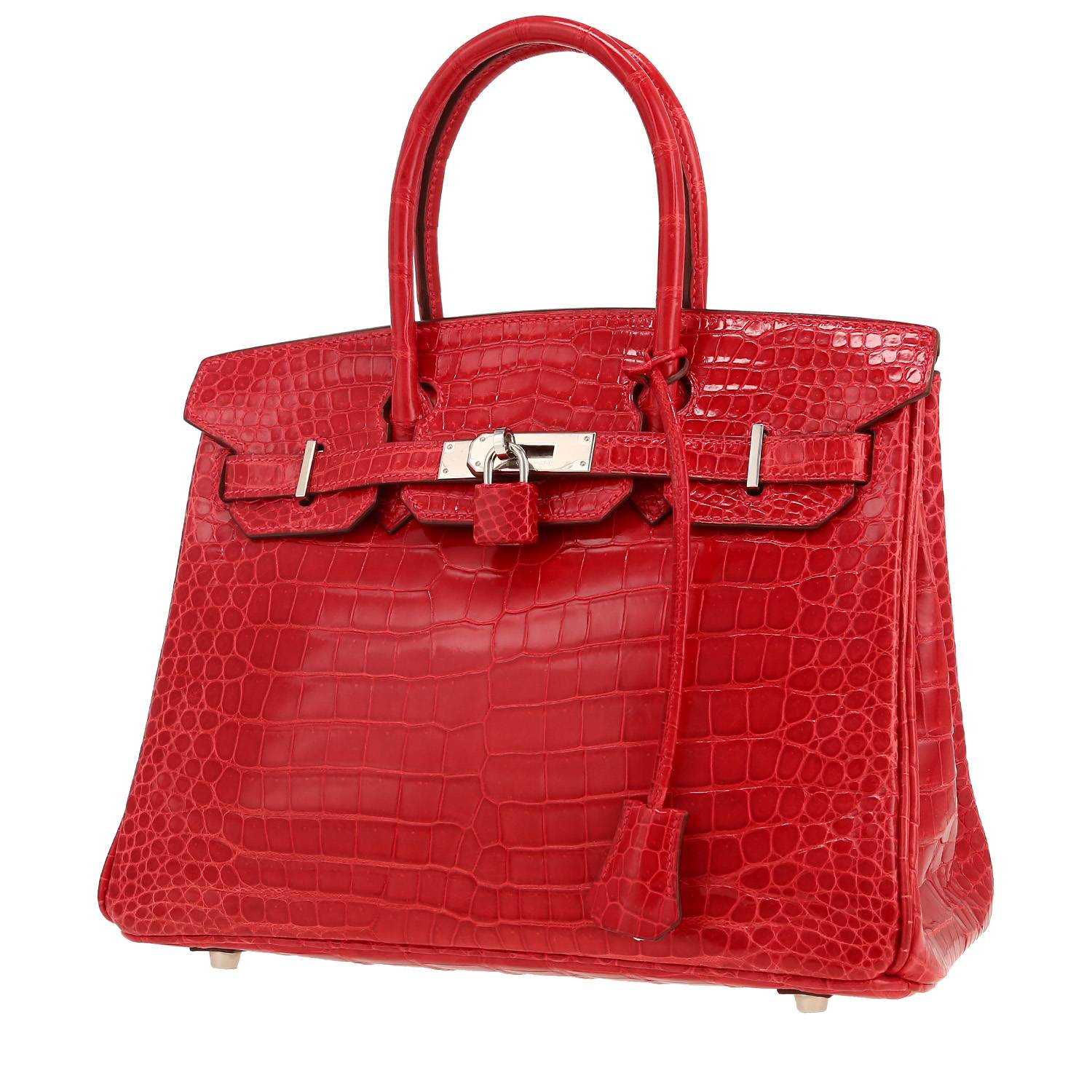 Bolso de mano Hermès  Birkin 30 cm en cocodrilo porosus rojo