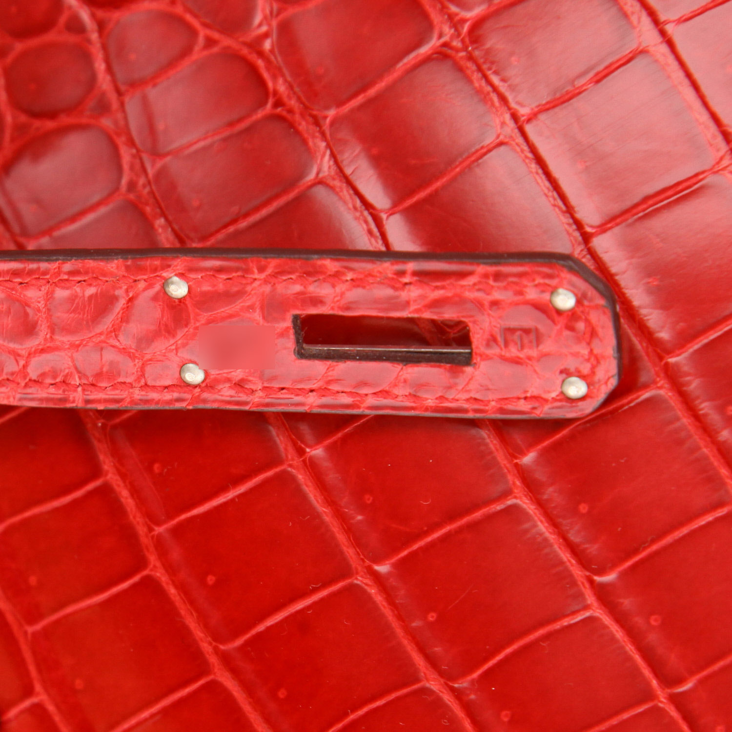 Borsa Hermès  Birkin 30 cm in coccodrillo marino rosso - Detail D4