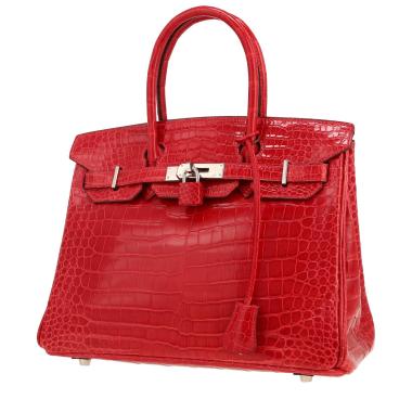 Sac à main Hermès  Birkin 30 cm en crocodile porosus rouge