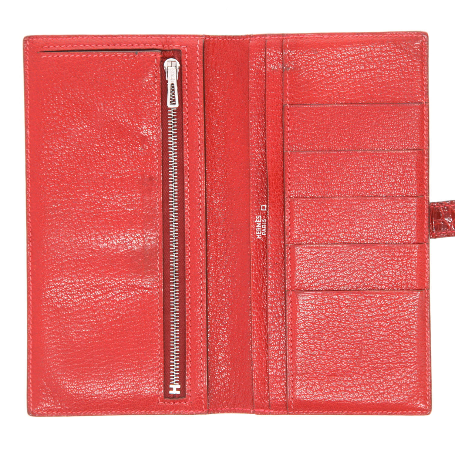 Portefeuille Hermès  Bearn en alligator rouge - Detail D3