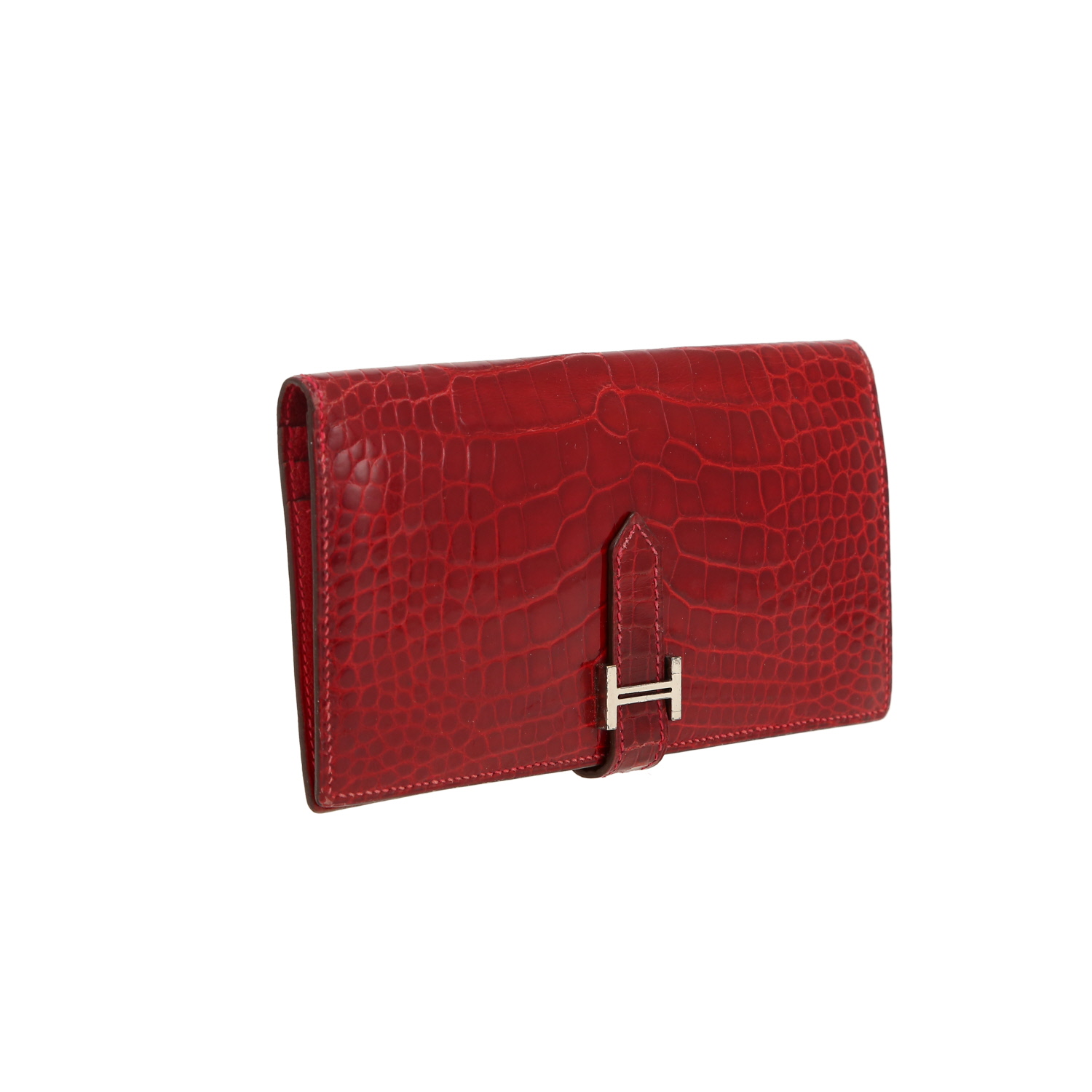 Portafogli Hermès  Bearn in alligatore rosso - Detail D4