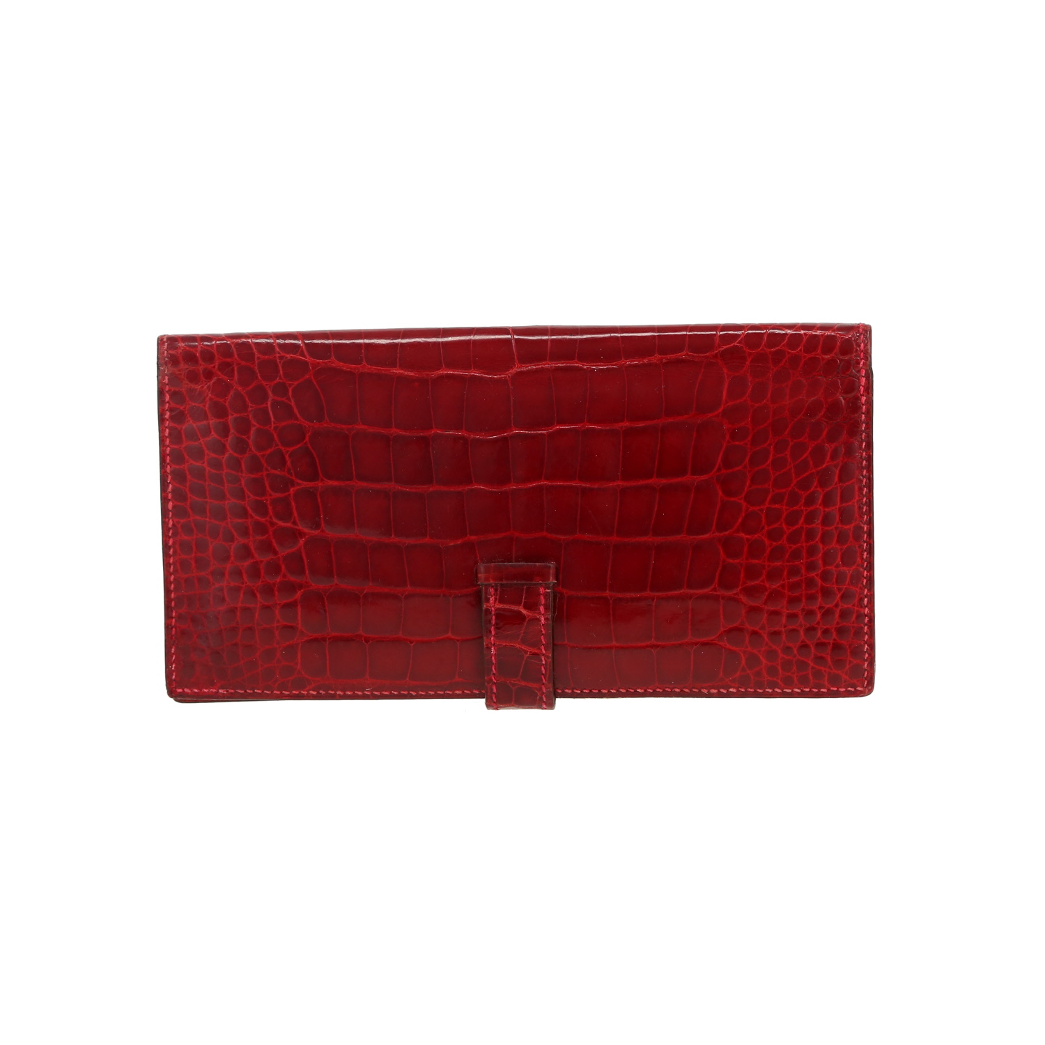Portefeuille Hermès  Bearn en alligator rouge - Detail D6