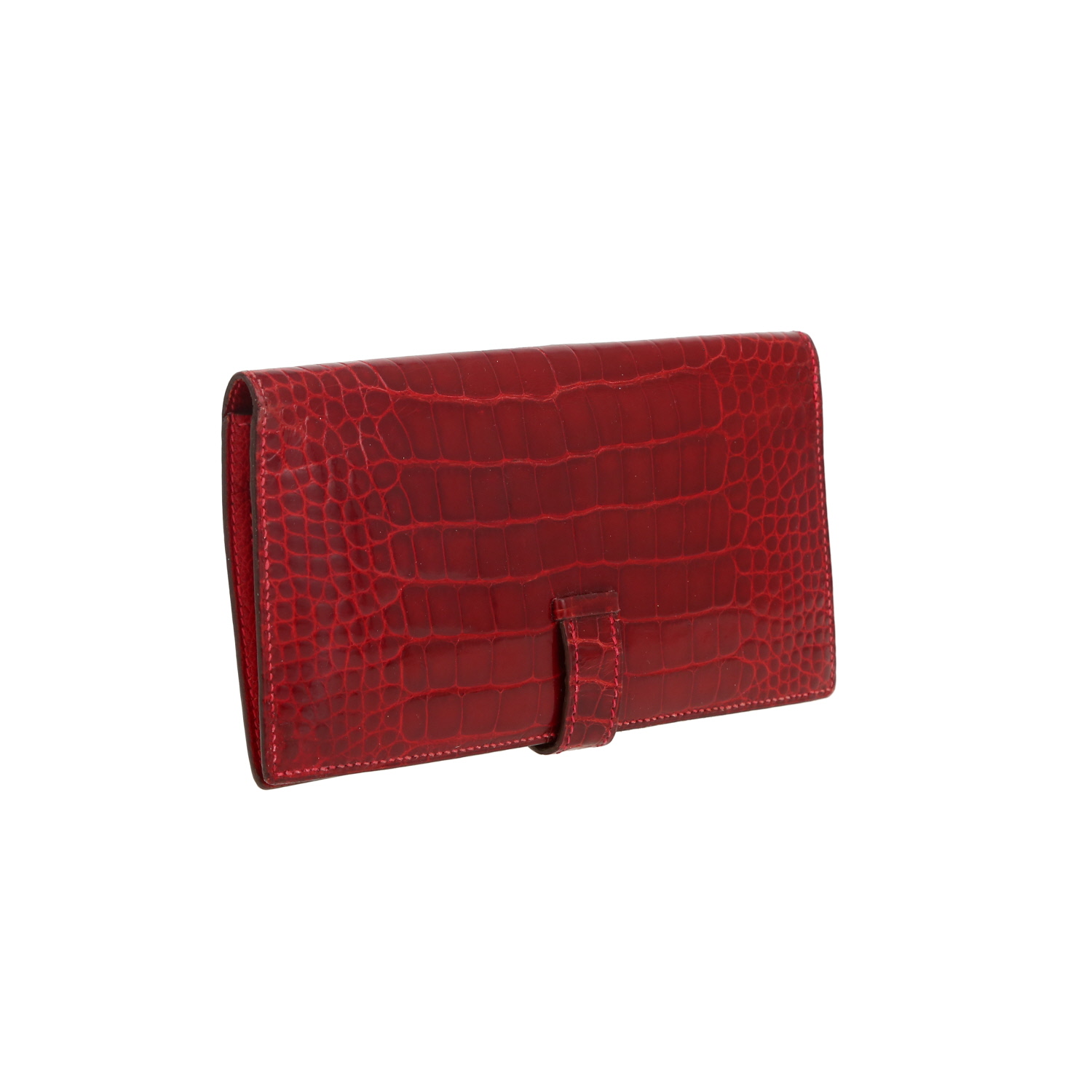 Billetera Hermès  Bearn en aligátor rojo - Detail D7