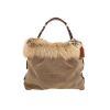 Prada   handbag  in beige canvas  and beige synthetic furr - 360 thumbnail