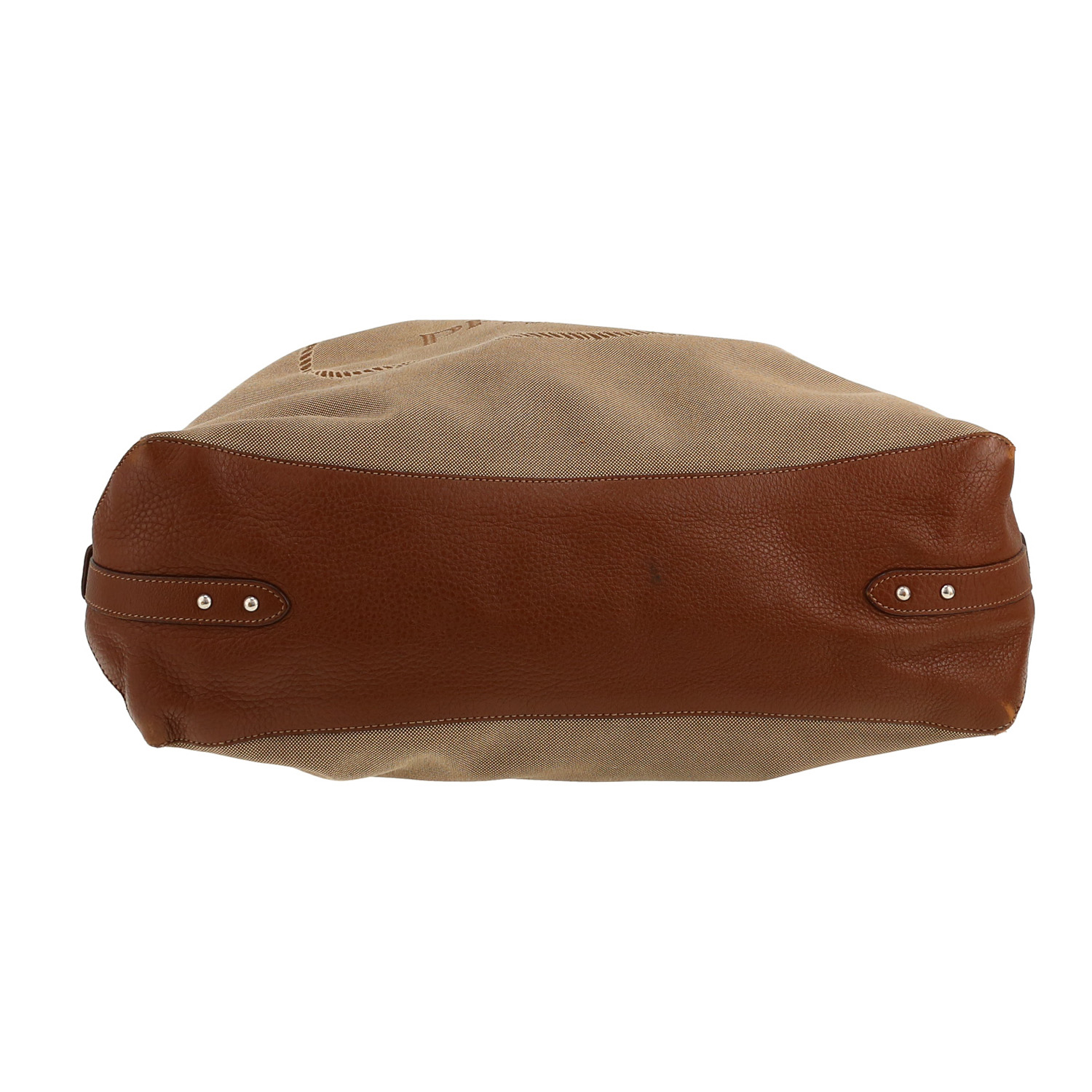 Sac à main Prada   en toile beige et fourrure synthétique beige - Detail D1