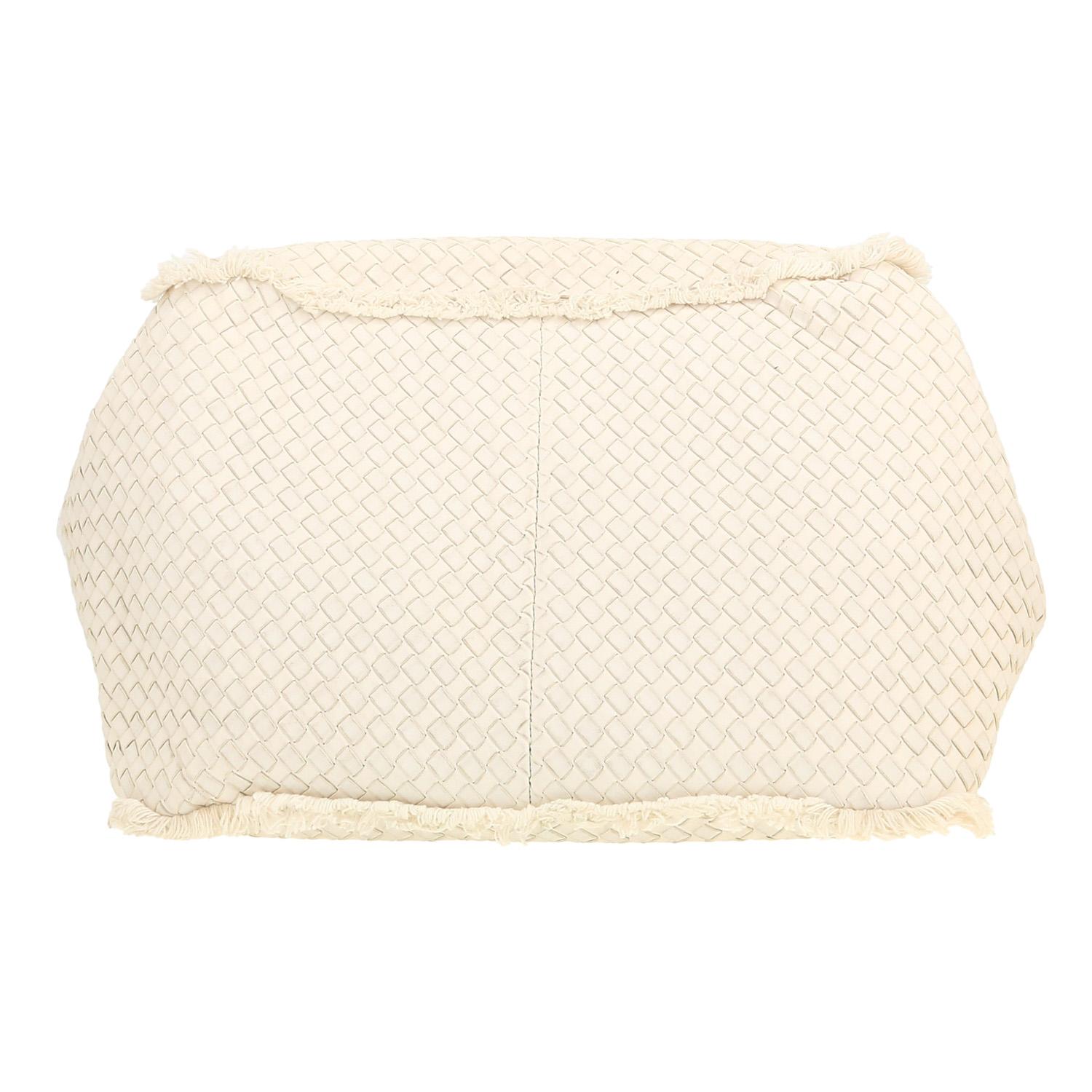 Shopping bag Bottega Veneta   in pelle intrecciata bianca - Detail D1