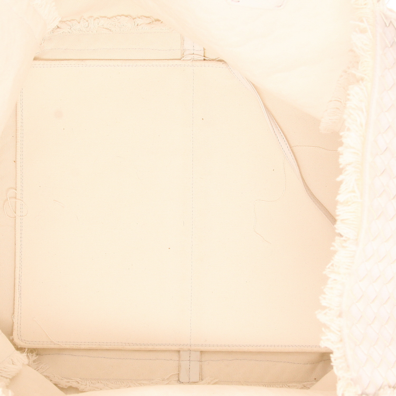 Shopping bag Bottega Veneta   in pelle intrecciata bianca - Detail D3