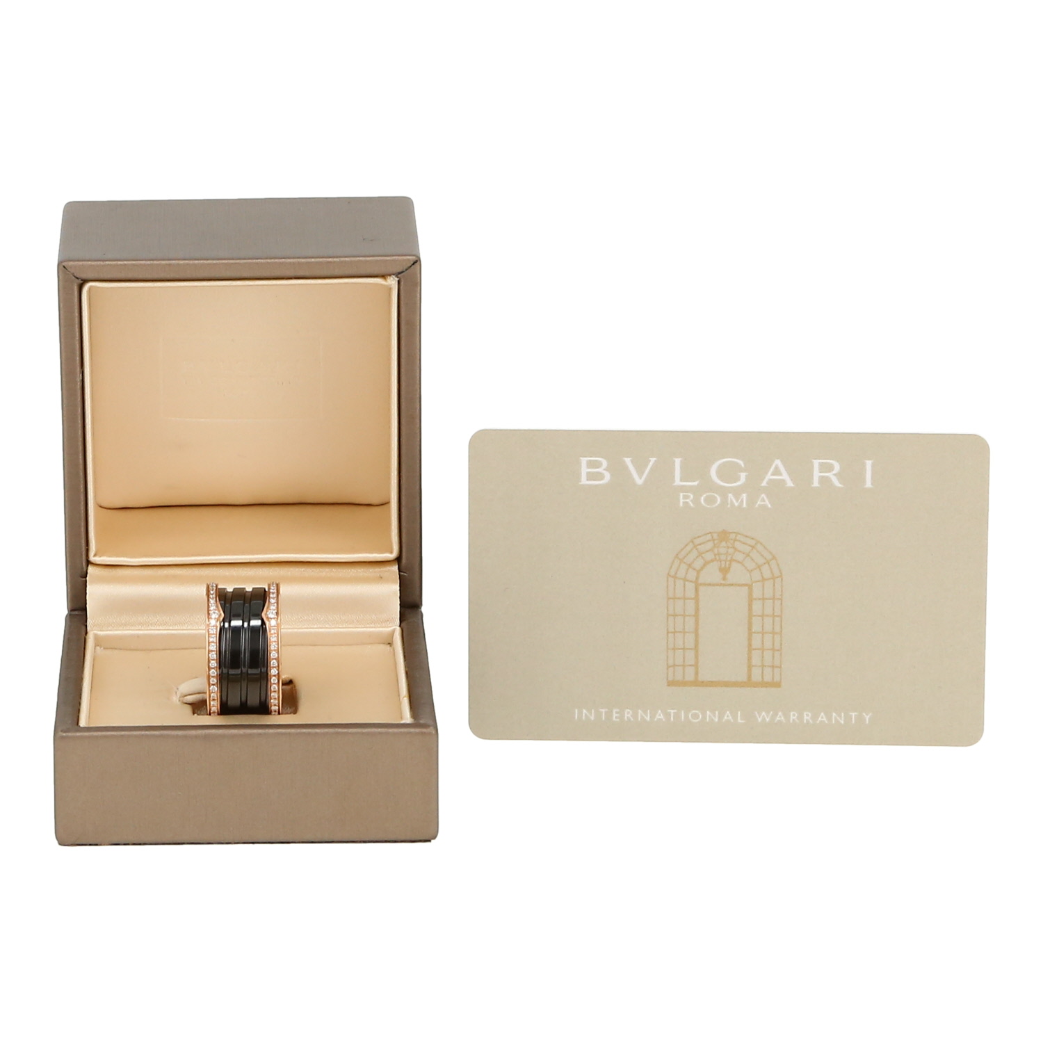 Anello Bulgari Roma modello grande in oro rosa, ceramica e diamanti - Detail D2