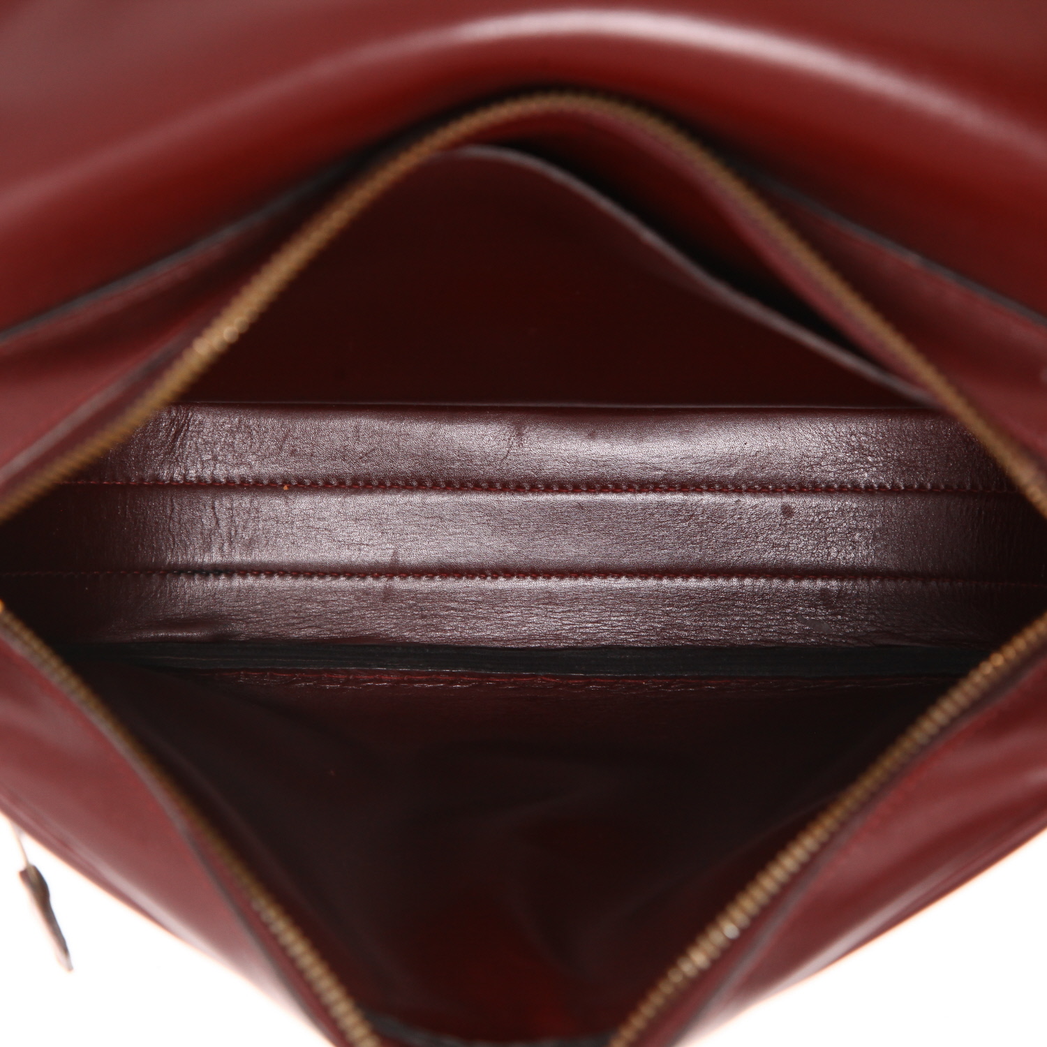 Sac porté épaule ou main Hermès  Balle De Golf en cuir box bordeaux - Detail D3