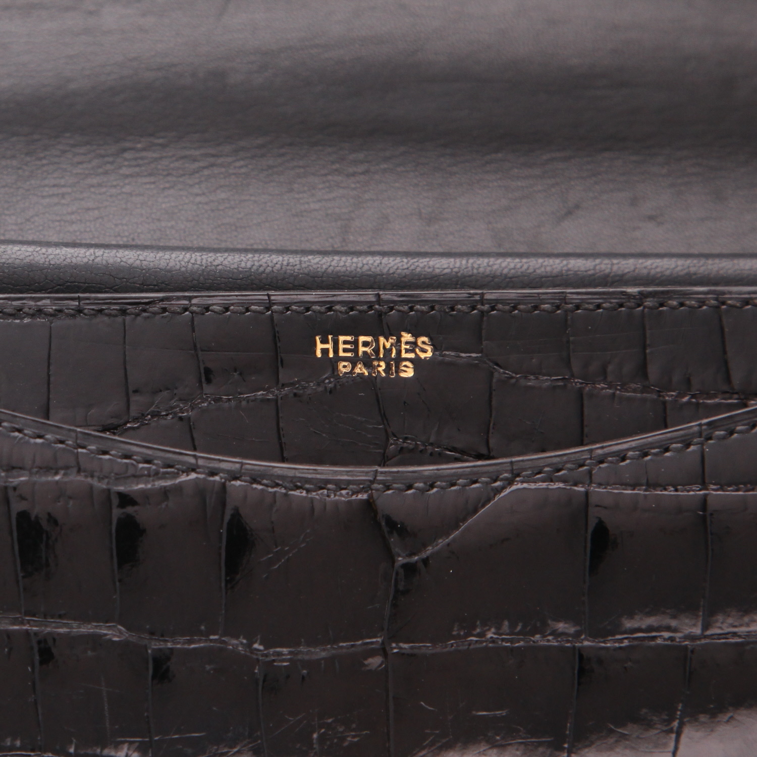 Bolso de mano Hermès  Ring en cocodrilo negro - Detail D2