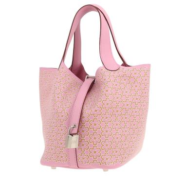 Hermès  Picotin 18 cm  Lucky Daisy handbag  in Mauve Sylvestre Swift leather
