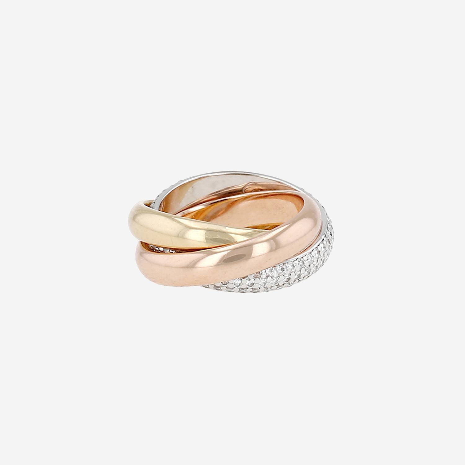 Cartier Trinity ring in 3 golds and diamonds