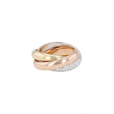Bague Cartier Trinity en 3 ors et diamants, taille 49