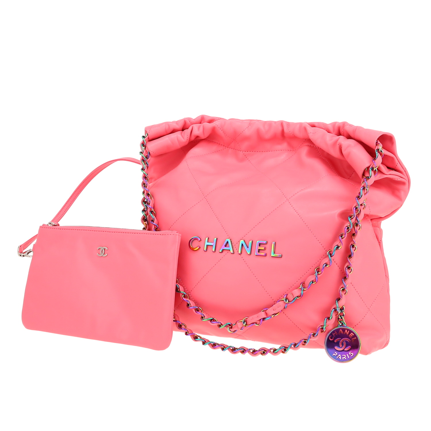 Bolso Cabás Chanel  22 en cuero rosa - Detail D4