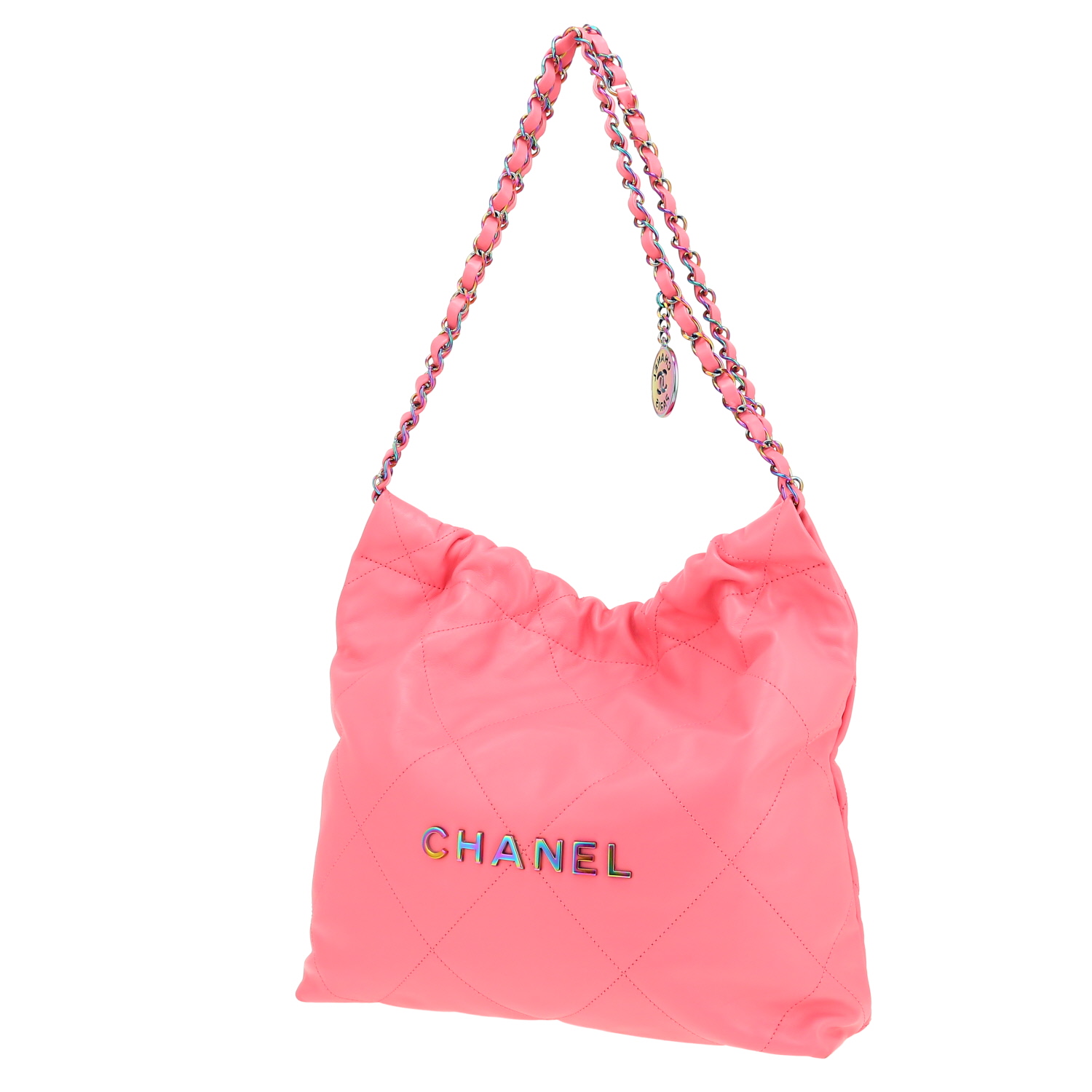 Sac cabas Chanel  22 en cuir rose - Detail D5