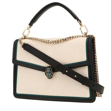 Sac bandoulière Bulgari  Serpenti en cuir matelassé blanc noir et vert