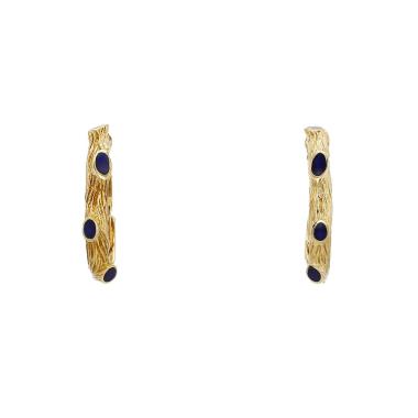 Vintage   1970's earrings in yellow gold and enamel