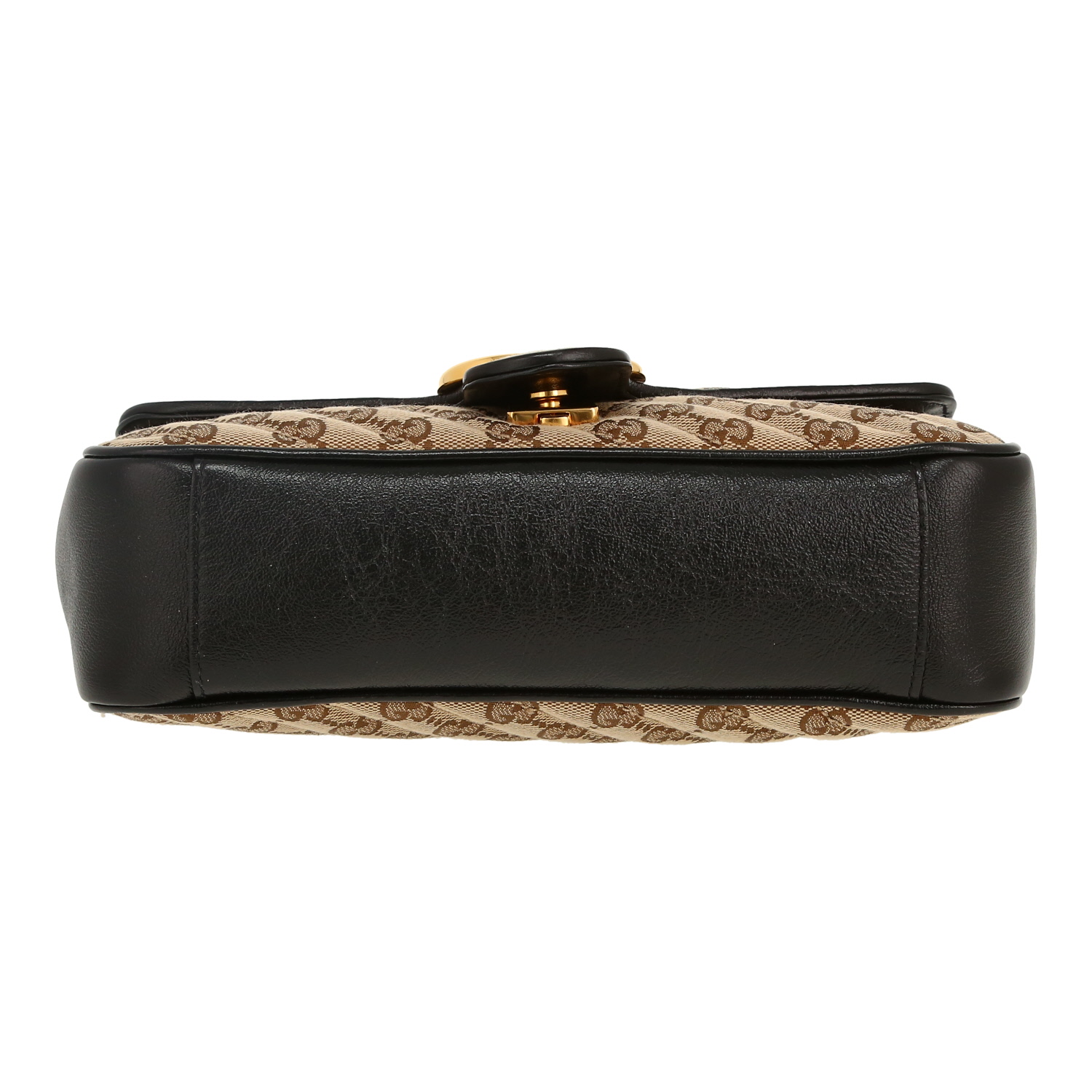 Bolso bandolera Gucci  GG Marmont en tejido "sûpreme GG" beige y cuero negro - Detail D1