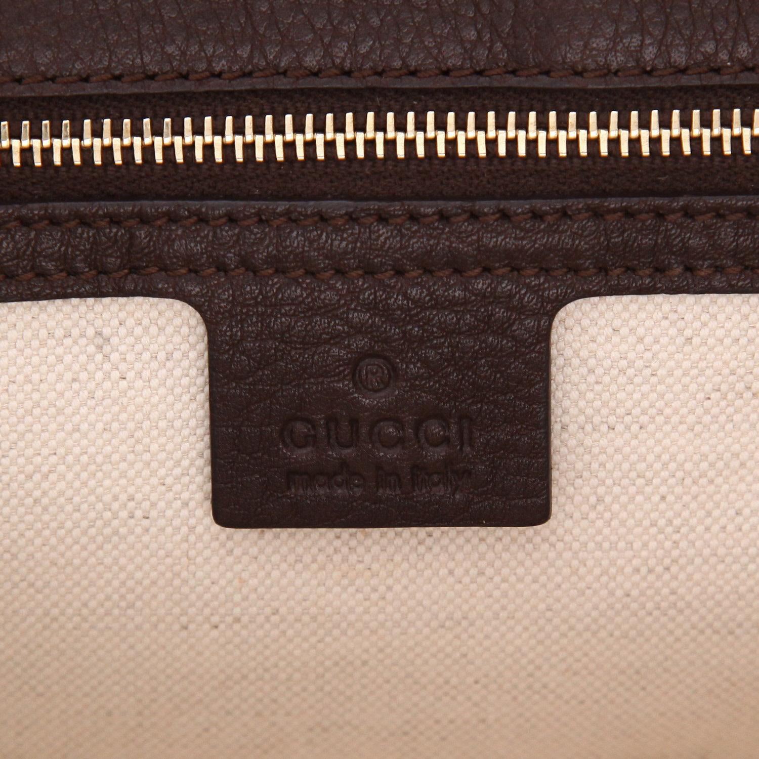 Gucci  Bamboo handbag  in beige "sûpreme GG" canvas  and brown leather - Detail D2