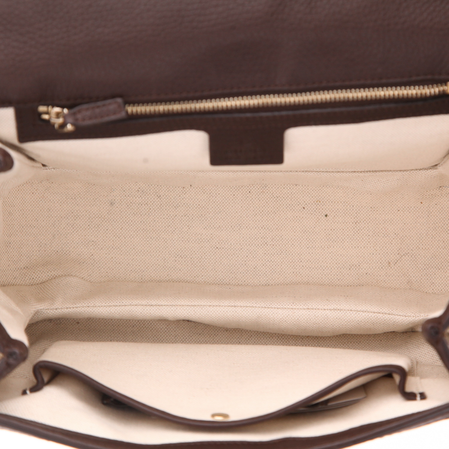 Bolso de mano Gucci  Bamboo en tejido "sûpreme GG" beige y cuero marrón - Detail D3
