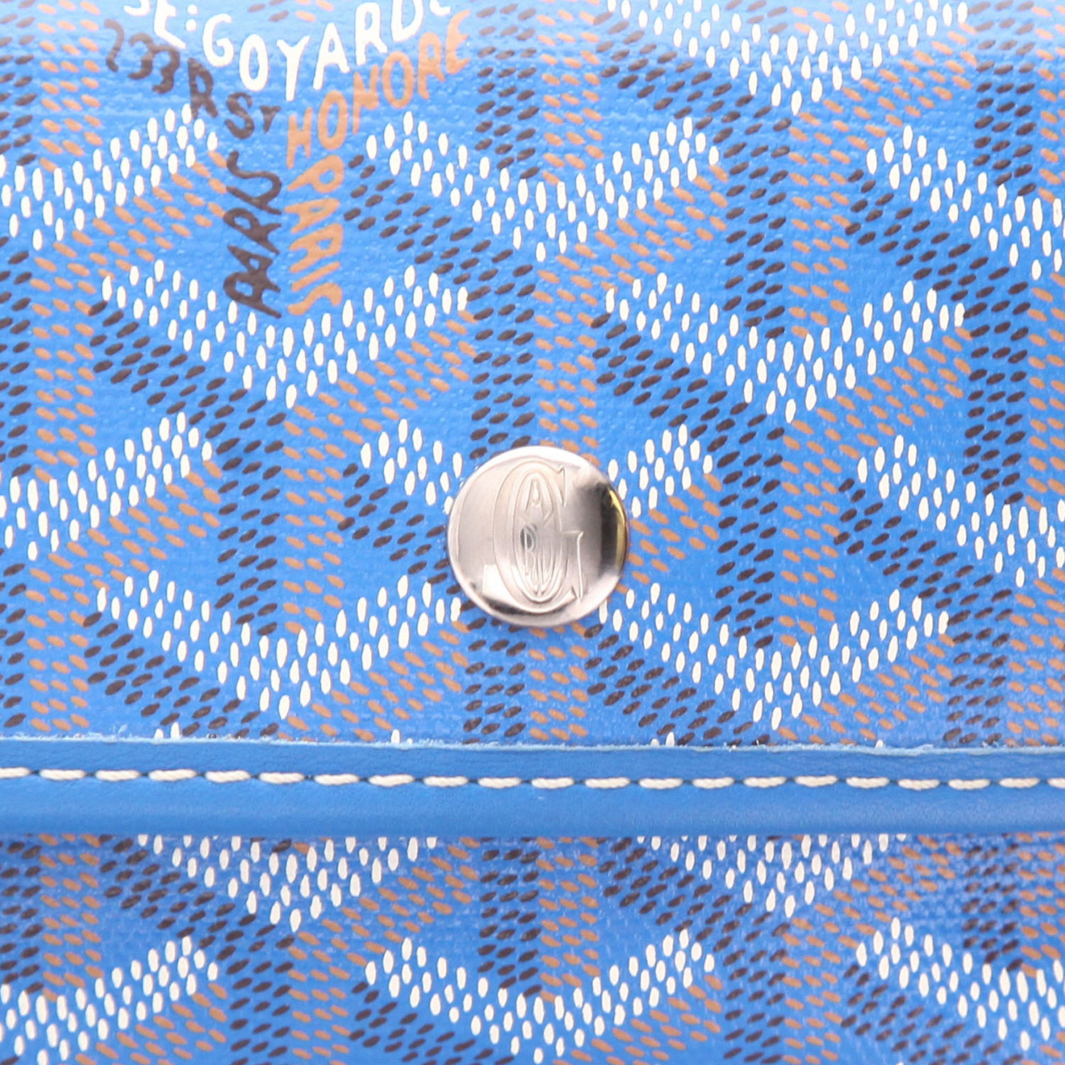 Sac cabas Goyard  Saint-Louis en toile Goyardine bleue et cuir bleu - Detail D2