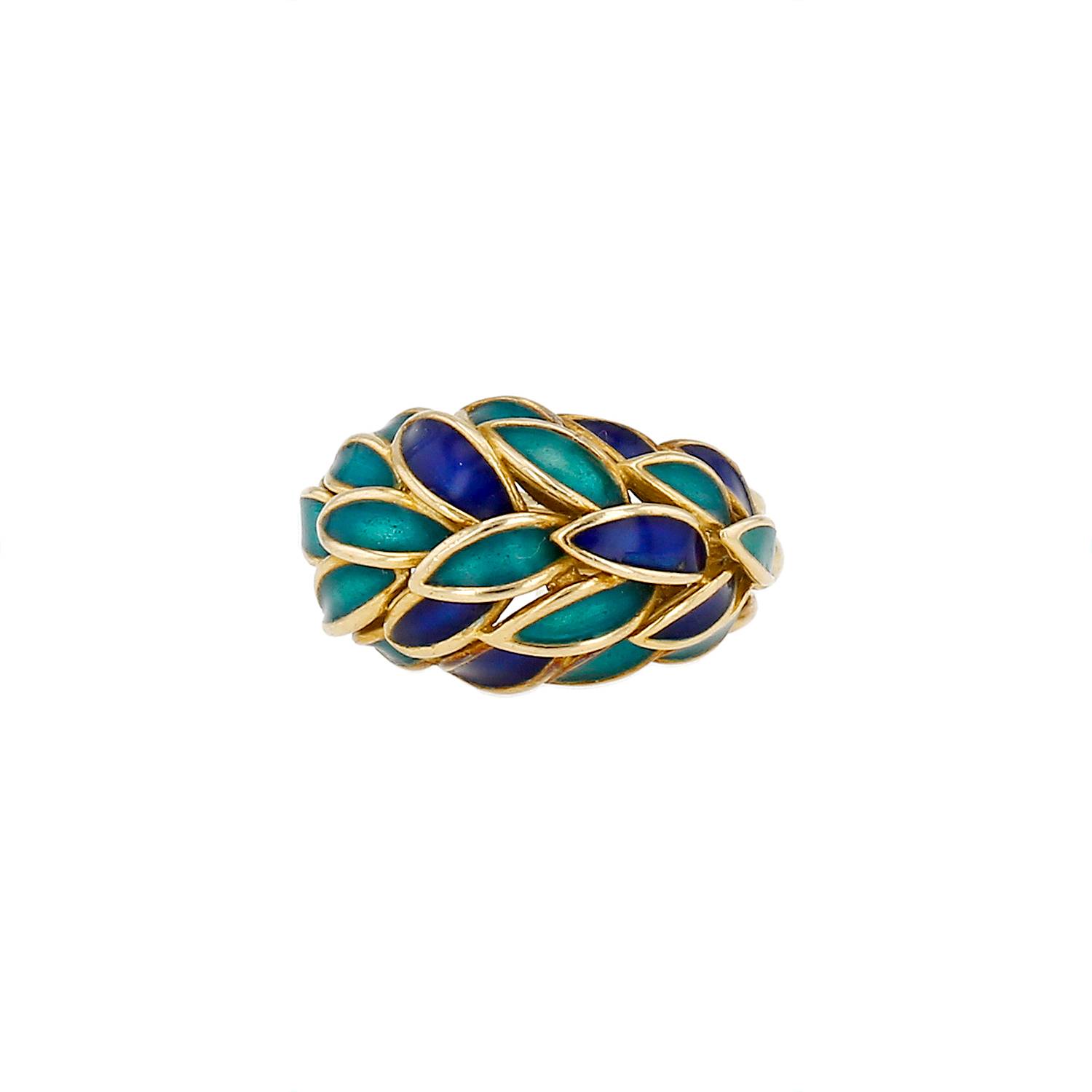 Bague Vintage  en or jaune et émail - 00pp