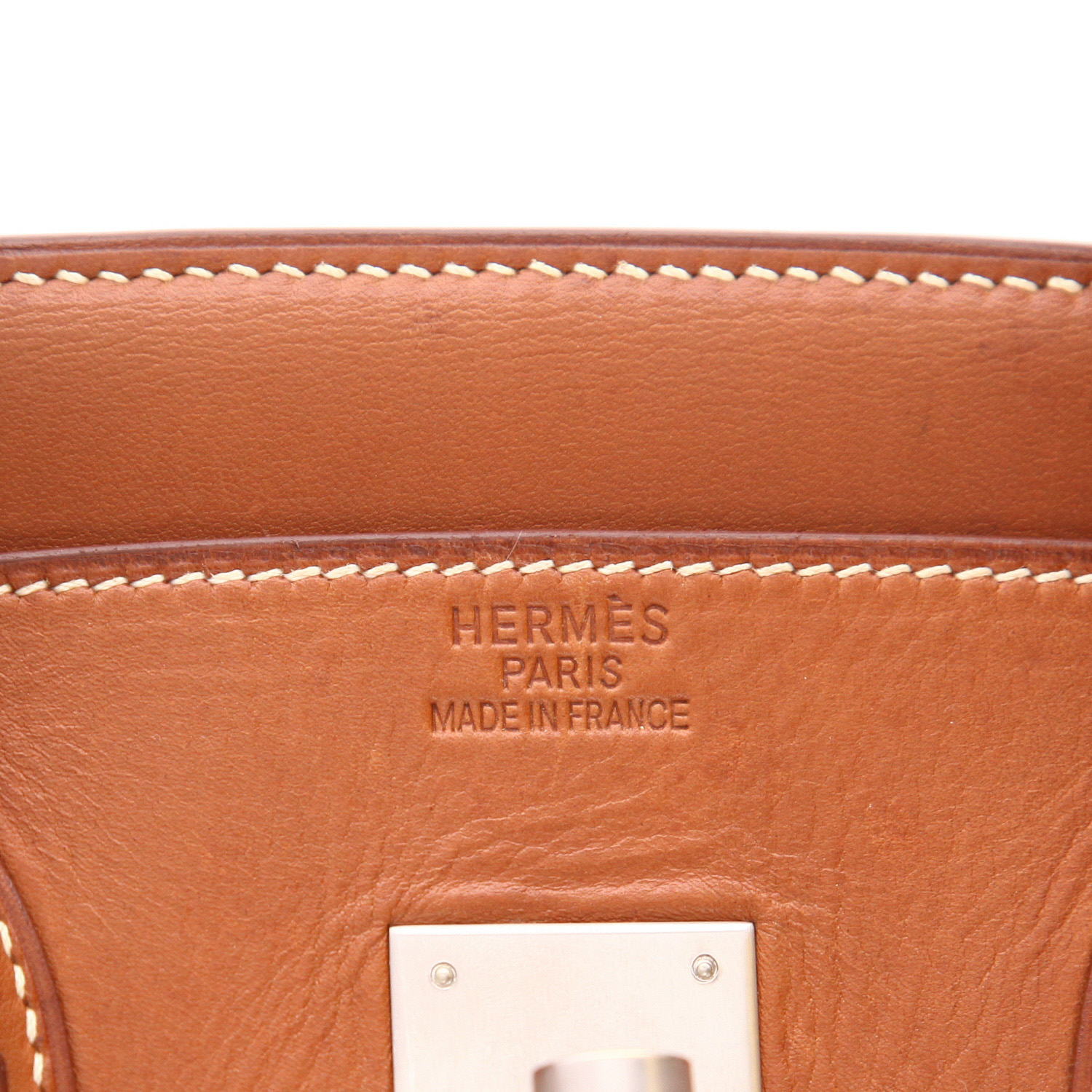 Bolso de mano Hermès  Birkin 35 cm en cuero Barenia rojizo - Detail D2