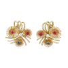Paire de boucles d'oreilles années 1960 Mellerio  en or jaune, diamants et pierres de couleurs - 00pp thumbnail