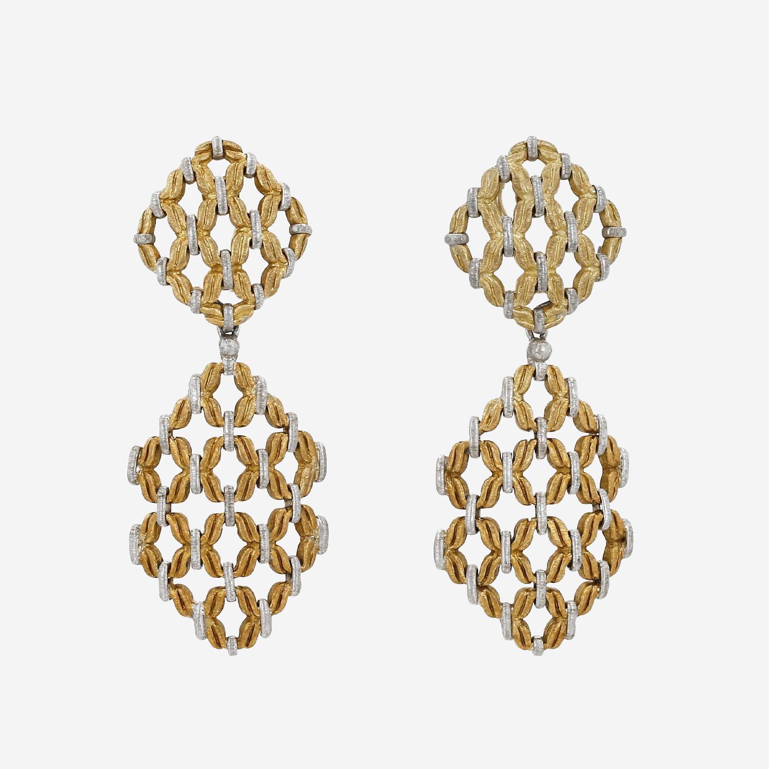 Orecchini pendenti trasformabili Buccellati  in oro giallo e oro bianco Orecchini pendenti trasformabili Buccellati  in oro giallo e oro bianco