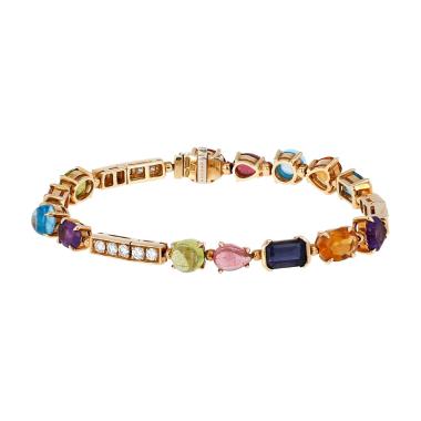Brazalete articulado Bulgari Allegra de oro amarillo, diamantes y piedras de colores