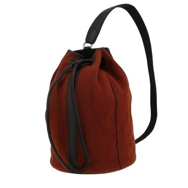 Zaino Hermès  Marin in tela marrone e pelle nera