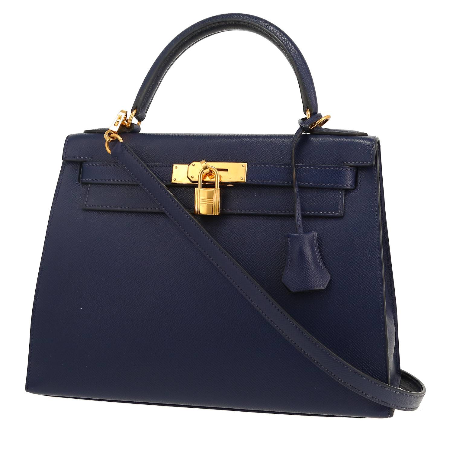 Sac à main Hermès  Kelly 28 cm en cuir epsom bleu-nuit
