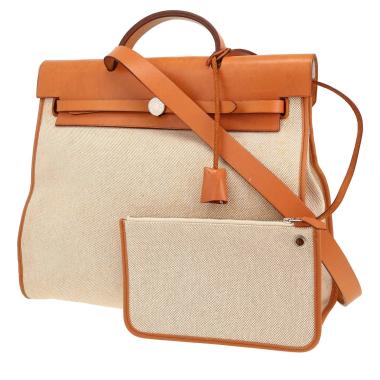 Sac à main Hermès  Herbag en toile beige et vache Hunter