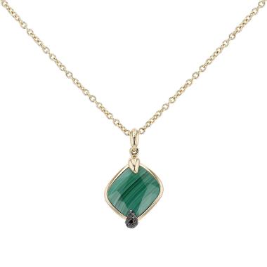 Collier Pomellato Ritratto grand modèle en or rose, malachite et diamants noir