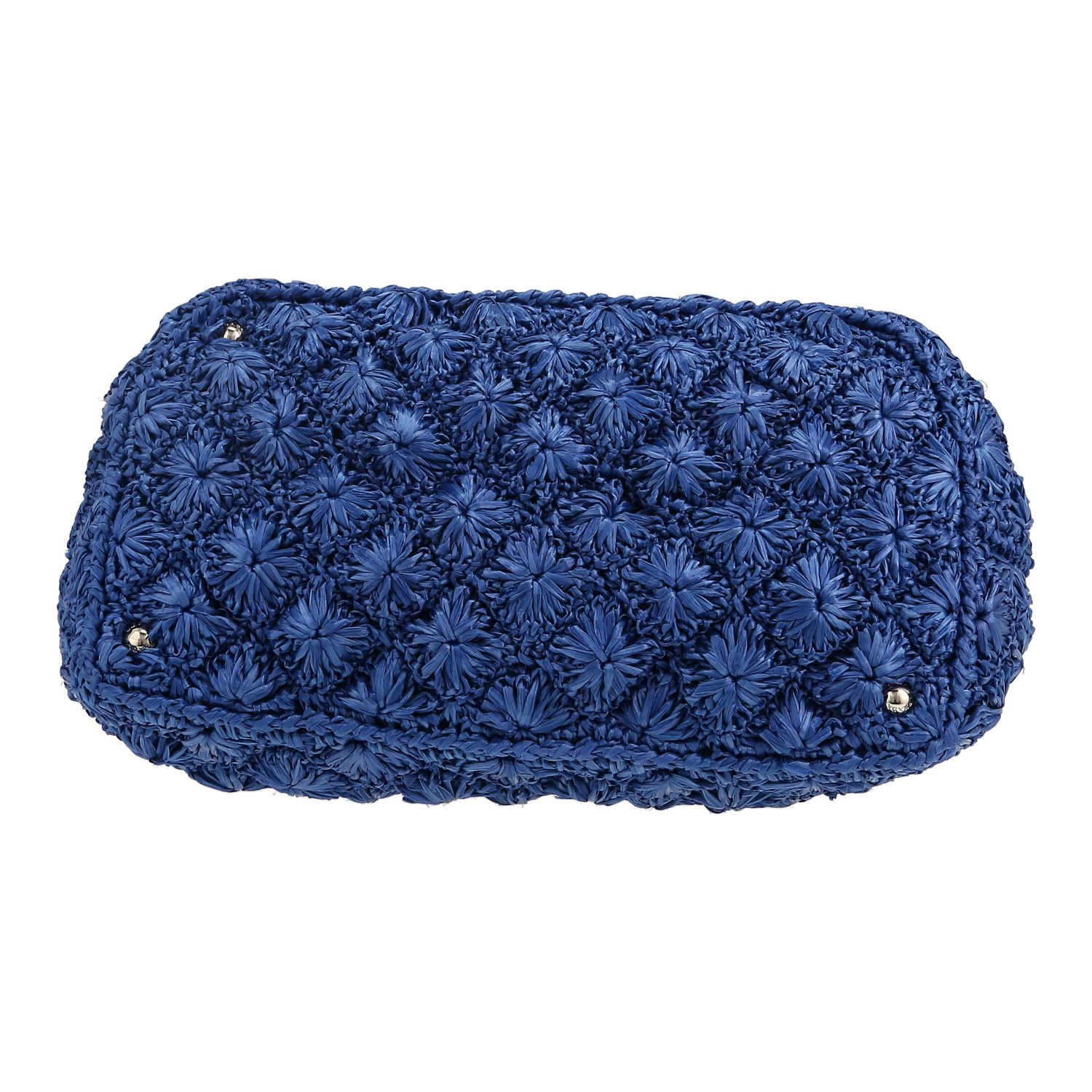 Bolso de mano Prada   en raffia azul - Detail D1