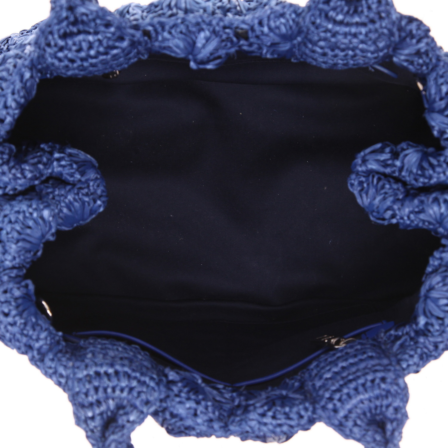 Bolso de mano Prada   en raffia azul - Detail D3